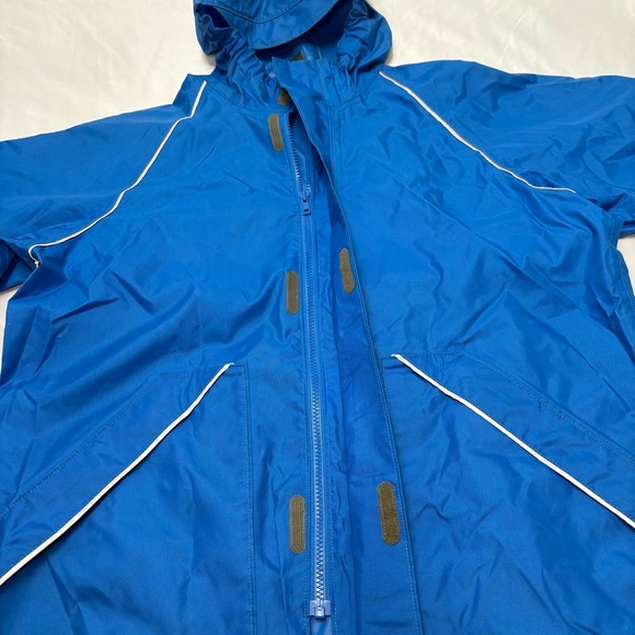 MEC Heritage Blue Reflective Rain Jacket Durable Thick Nylon Child 16 Youth Boys - Picture 4 of 9